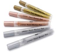 Feutre Acrylique Doré Et Argenté Et Rose Doré, Marqueur Acrylique Pointe Large 2-3mm, 6 Stylos De Peinture Sur Verre, Bois, Galet, Textile Feutre Permanent Métallique