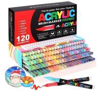 Feutre Acrylique -Feutres Coloriage Adulte -120 Couleurs -Acrylic Paint Markers,pour Coloriage, Calligraphie, Bois, Verre, Céramique