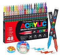 Feutre Acrylique -Feutres Coloriage Adulte -48 Couleurs -Acrylic Paint Markers,pour Coloriage, Calligraphie,Verre, Bois, Céramique