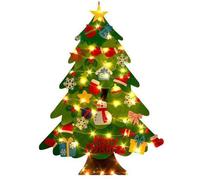 Feutre Arbre De Noël, 2025 Sapin de Noel Feutrine, 98X70cm Sapin Feutrine A Decorer, DIY Feutre Arbre De Noël avec Lumières 21 Ornements Amovibles, Sapin Montessori pour Enfant