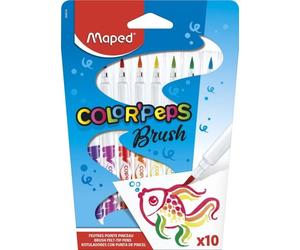 Feutre coloriage maped brush pointe pinceau coloris vifs pochette carton 10 unités