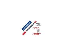 Staedtler Feutre permanent Lumocolor Duo 348 - Double pointe - Rouge