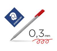 Feutre staedtler triplus fineliner 334 r pointe extra fine 0,3mm ergonomique coloris rouge