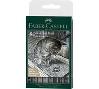 Faber-Castell Feutres à dessin Pitt Artist Pen Noir et Gris Pochette de 8
