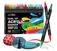 Feutres acryliques double pointe 48 couleurs,1-5 mm,permanent,pour pierre,verre,toile,métal,bois,porcelaine,céramique,plastique