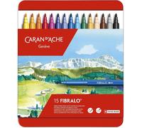 Caran d'Ache Fibralo Lot de 15 stylos fibre dans une boîte en métal, L'emballage peut varier