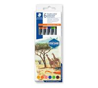 Feutres - Aquarellable - Double Pointe - 6 Couleurs - Pointe Pinceau Et Fine - Coloriage - Staedtler
