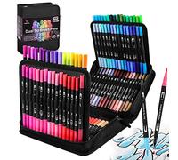 Feutres Coloriage 100 Couleurs Adultes et Enfants Stylo Aquarelle Brush Pen | Marqueurs pointe pinceau et pointe fine, dessin créatif, lettering, DIY, école, loisirs créatifs, bullet journal, mandala