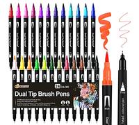 Feutres Coloriage 24 Couleurs Adultes et Enfants Stylo Aquarelle Brush Pen | Pinceaux Marqueur pour Mandala, Bullet Journal, Dessin, Lettering, DIY, Livre de Coloriage, Pointe Pinceau et Pointe Fine