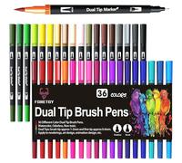 Feutres Coloriage 36 Couleurs Adultes et Enfants Stylo Aquarelle Brush Pen | Marqueurs pointe pinceau et pointe fine, dessin créatif, lettering, DIY, école, loisirs créatifs, bullet journal, mandala