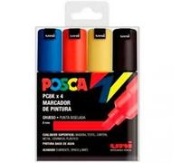Feutres Craftelier - 182634676 - Uni Posca Lot De 4 Marqueurs Pc8k A Pointe Biseautee Couleurs De Base