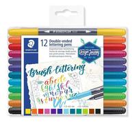 Staedtler Marqueur pinceau double pointe pour lettrage - Pointe fine - 12 pièces