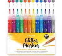 Feutres De Pailletée 12 Couleurs, Marqueurs Métalliques À Base D'eau Pour Peinture Sur Carte Cadeau, Pointe Moyenne 70429¿