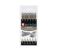 SAKURA Pigma Micron Stylos Pointe Callibrée Set de 6, Encre permanente noire résistante à l’eau, Variété de tailles | Stylos pour écriture, dessin & journaling