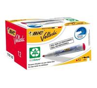 Feutres effaçables pour tableau blanc - BIC - Velleda 1701 ECOlutions - Lot de 12 feutres - Encre rouge