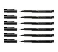 Feutres encre de chine PITT artist pen Pointe Pinceau XS 0 1 mm Noir - FABER-CASTELL - Lot de 6