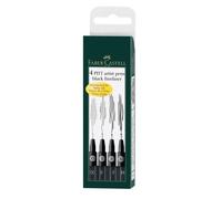 Faber-Castell Feutre PITT artist pen – lot de 4 (M, F, S, XS) – encre de Chine – noir