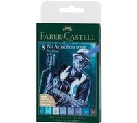 Feutres - Faber-Castell - Pitt Artist Pen - Tons bleus - The Blues - Etui de 8 feutres