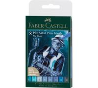 Feutres - Faber-Castell - Pitt Artist Pen - Tons bleus - The Blues - Etui de 8 feutres