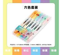 Feutres Fluorescents À Double Tête 6 Pièces/Ensemble, Surligneur, Stylo De Dessin Pastel Pour Étudiant, Fournitures Scolaires Et De Bureau, Papeterie Mignonne