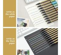 Feutres Marqueurs Métallique Marqueur Stylos Permanents 10 Couleur Métallisé pour Mandalas, Scrapbooking, Bullet Journal, Album Photo, etc. Ecrire sur Pierre Céramique Verre Tissu Bois G
