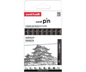 Feutres - Noir - Dessin - Ecriture - Assortiment 8 Pointes - Uni-Pin - Uni-Ball