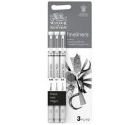 Winsor & Newton Fineliner - Set de 3 stylos fineliner calibrés, couleur noire, pointes 0.05, 0.1, 0.3
