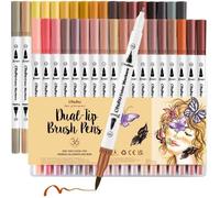 Feutres peau 36 couleurs pointe fine 0.4mm + pinceau, marqueurs à eau double pointe, mandala calligraphie coloriage