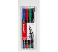 Marqueur permanent Stabilo OHPen pointe 0,7 mm - Pochette de 4 couleurs assorties