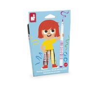 Janod, Feutres Pinceaux, Coffret de 10, Dès 3 Ans | Pointe Souple, Palette de Couleurs Vives, Encre Facilement Lavable, Dessin et Coloriage Enfant