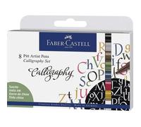 Faber-Castell Feutres Pitt Artist Pen – Set de 8 – Pointe fine – Encre de Chine – Multicolore