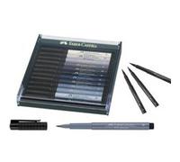 FABER-CASTELL 267423 - Dessinateur à l'encre de Chine Pitt Artist Pen brush, paquet de 12, tons de gris