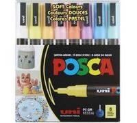 Feutres - POSCA - PC-3M - Pointe ronde fine - 8 couleurs pastel - Tous supports