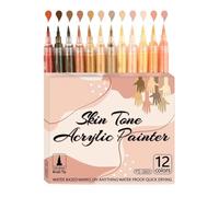 Feutres pour | 12 Couleurs Stylos Acrylique Résistants à l'Eau,Ensemble de 12 Marqueurs d'Art pour la Peau ,Adultes Filles Garçons Adolescents Dessin Illustration Verre Tissu Cosplay