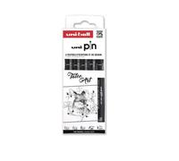 Mitsubishi Pencil Uni-ball – Pochette 5 feutres CS3200 – Pointe calibrée 0,1–0,7 mm – Noir