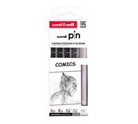 Feutres Techniques - POSCA - Uni Pin - Pointe Calibrée 0,7 à 1,0 mm - 5 pcs - Noir et Gris