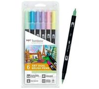 Feutres Tombow - Abt-6c-4 - Lot De 6 Stylos A Double Brosse Abt A Base D'eau Avec Deux Pointes Candy Colors