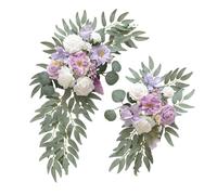 FewNvWa 2 Pièces Fleurs D'Arche de Mariage Guirlande Décorative Artificielle Ornement En Soie Accessoire pour Adapté Anniversaire, VIOLET