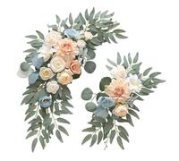 FewNvWa 2 Pièces Fleurs D'Arche de Mariage Guirlande Décorative Artificielle Ornement En Soie Accessoire pour Adapté Anniversaire, Bleu Champagne