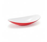 FewNvWa Assiette Melamine Assiette Incurvée Plat Polyvalent Bol Pratique Entretien Hygiénique Adaptée à Maison Réception, Rouge+Blanc, S