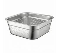 FewNvWa Bassine Inox Récipient Carré en Acier Inoxydable Finition Polie Solide à Fond Plein Adaptée au Lavage et à la Cuisine Convenant à la Préparation Culinaire Ménage, 38cm