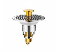 FewNvWa Bouchon de Bonde de Lavabo Bouchon d'Évier Bouchon de Bouchon de Lavabo avec Panier Anti-colmatage Drainage Fluide Compatibilité Standard pour Trous, Or