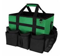 FewNvWa Chariot de Nettoyage Étanche avec Sac de Rangement Organisateur Valise à Roulettes Caddie Grande Capacité et Poches Extérieures Adapté au Tri de Brosses Sprays Chantiers, Vert, 40.6 32 33CM