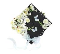 FewNvWa Ensemble de Chapeau de Remise de Diplôme avec Fleurs Artificielles, Fournitures de Loisirs Créatifs, Autocollants Papillons Appliqués En Tissu P, Vert