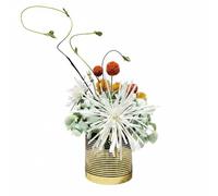 FewNvWa Faux Végétal Décoratif Arrangement Floral Artificiel Décoration de Table Vase Moderne en Verre Fleurs en Soie Aspect, Blanc, Orange, Vert, Or