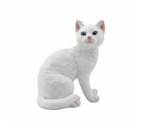 FewNvWa Figurine Chat Décor Résine Statue Sculpture Ornement à Effet Sculpté Naturel Conçue pour Extérieur et Intérieur Adaptée au Patio Jardinières Véranda, Blanc, Chat Blanc Assis
