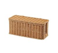 FewNvWa Organiseur de Câbles de Bureau Boîte de Rangement Câbles Boîte avec Couvercle Panière Tressée en Rotin Plastique, Simple Ouverture