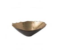 FewNvWa Plateau de Service en Aluminium Plateau Décoratif Plateau de Table Centre de Table Texture Martelée Finition Brillante Forme Irrégulière Adapté aux, Petit Modèle Doré, 28x15xH2cm