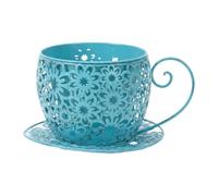 FewNvWa Pot de Fleurs en Fer Forgé, Style Tasse à Thé Vintage, avec Anse Recourbée et Motif Floral. Vase de Table en Fer Résistant, Idéal pour La Maison,