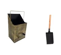 FewNvWa Seau à Cendres avec Couvercle Seau à Cendres Cheminée Seau Porte-cendres Bassine Poêle Matériau Fer Résistant à La Chaleur Ouverture Inclinée Grande C, Pelle En Bronze